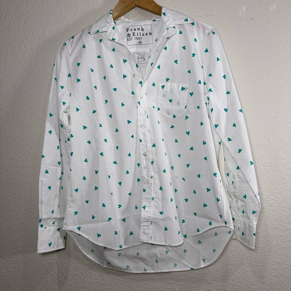 Frank & Eileen Heart Print‎ Relaxed Button-Up Shirt XS
